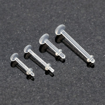 Detail View 1 of Bio Flexible Labret Type Retainer-Clear Gem/White